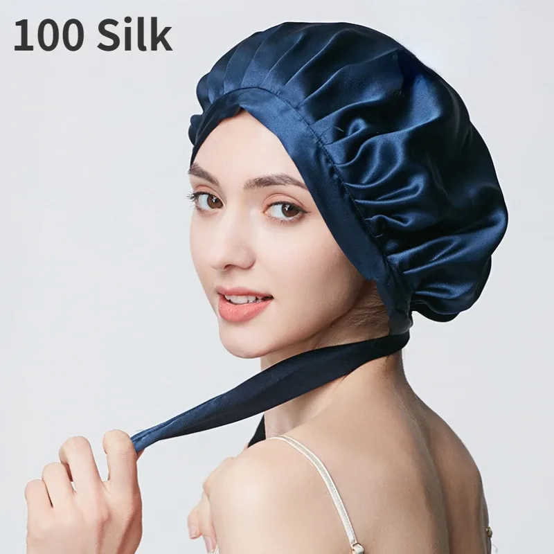 Bonnet de nuit en soie de mûrier pour femme
