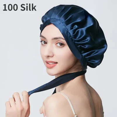 Bonnet de nuit en soie de mûrier pour femme
