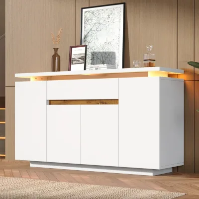 Buffet blanc avec éclairage LED et 1 tiroir