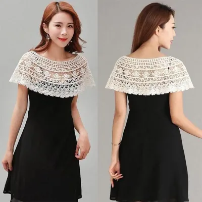 Châle court en dentelle ajourée, polyester – image 3