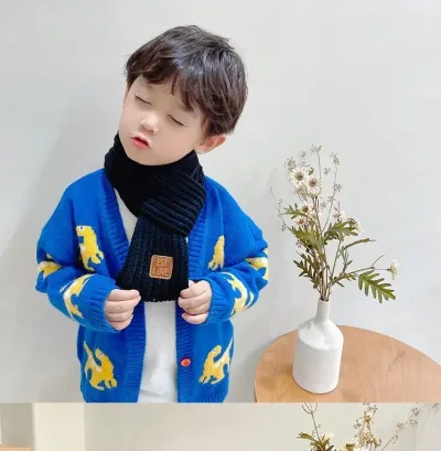 Écharpe tricotée d'hiver pour enfant, motif uni – image 3