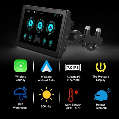 Écran GPS moto CarPlay et Android Auto étanche – image 2