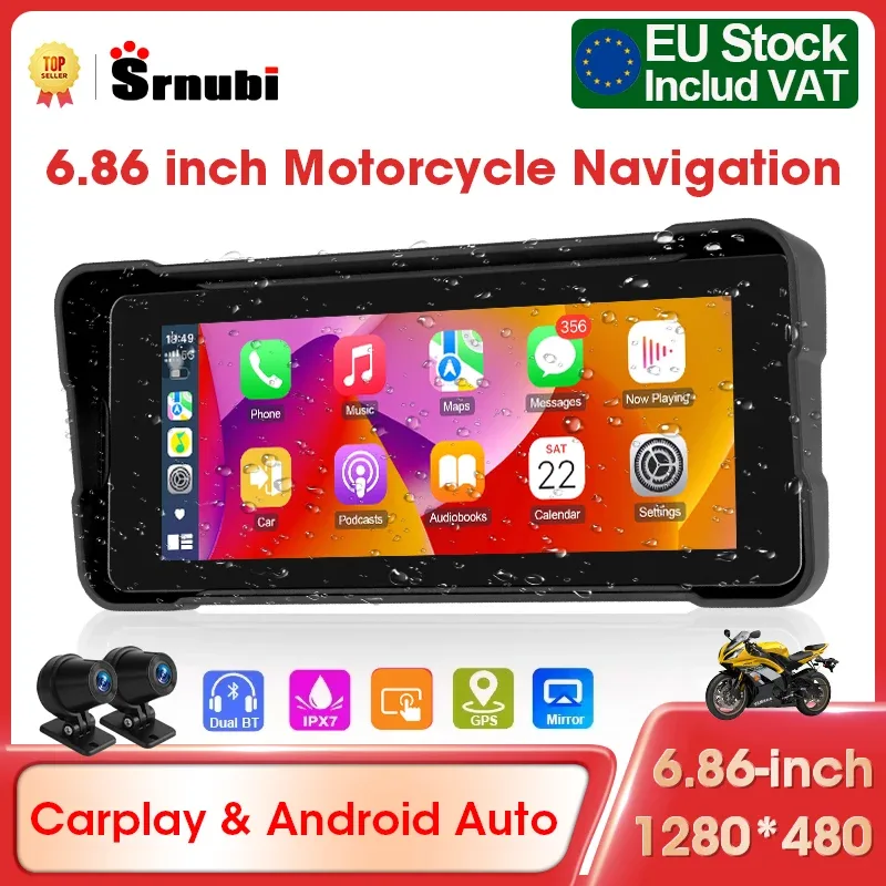 Écran GPS moto sans fil 17,5 cm étanche