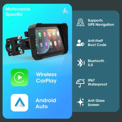 Écran GPS moto tactile 16 cm, Bluetooth double – image 2