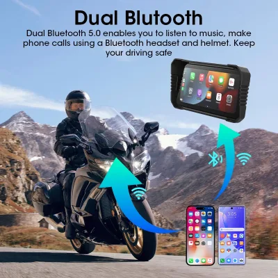 Écran GPS moto tactile 16 cm, Bluetooth double – image 3