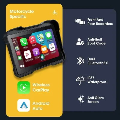 Écran moto 5 pouces avec caméra et Bluetooth – image 2