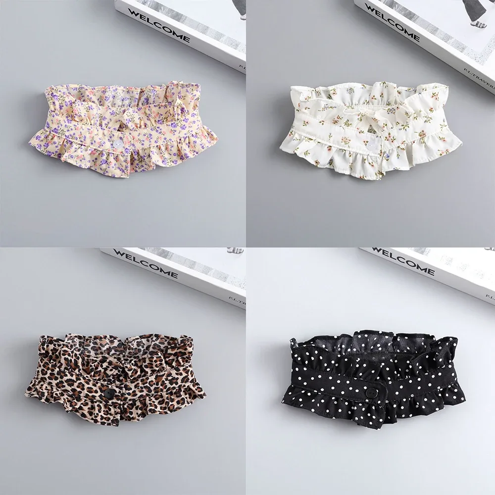 Faux col détachable à volants et boutons, femme