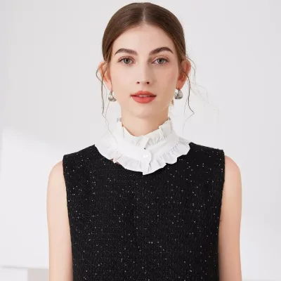 Faux col détachable à volants et boutons, femme – image 2