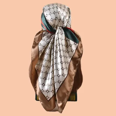 Foulard carré en satin polyester pour femme – image 2