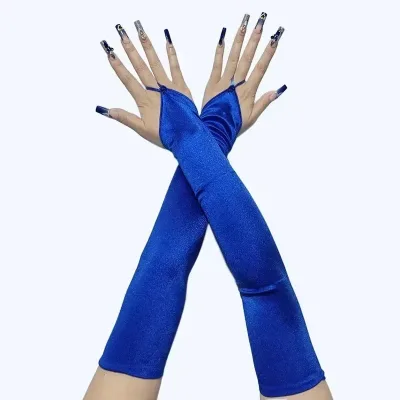 Gants longs sans doigts unis en polyester
