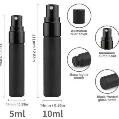Lot de 5 flacons de parfum rechargeables noirs – image 2