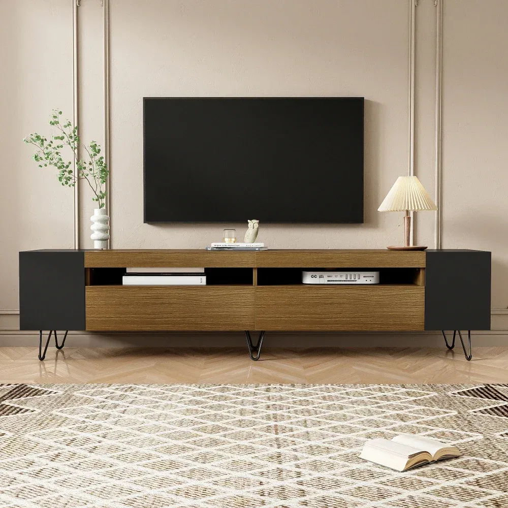 Meuble TV noir aspect bois, longueur 180 cm