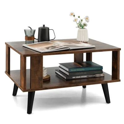 Table basse en bois avec étagère ouverte