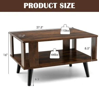 Table basse en bois avec étagère ouverte – image 2