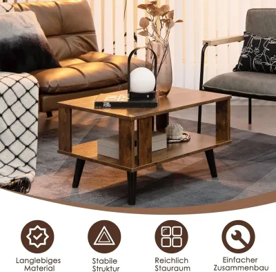 Table basse en bois avec étagère ouverte – image 3