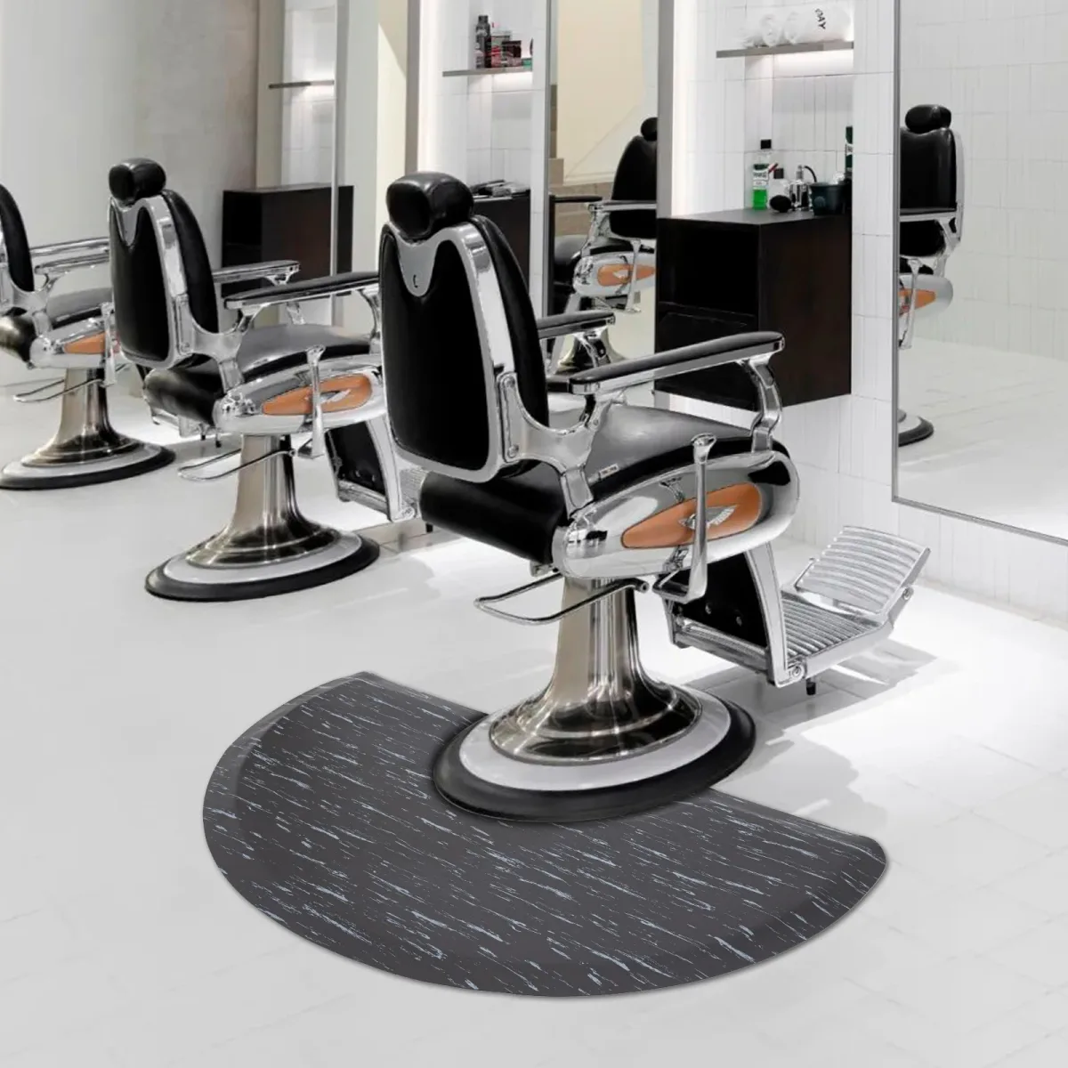 Tapis de sol de salon demi-cercle noir antidérapant