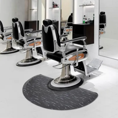 Tapis de sol de salon demi-cercle noir antidérapant